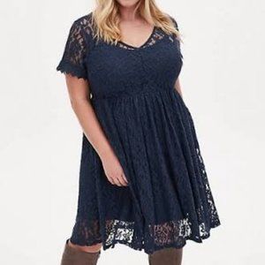 XL Torrid Blue Navy Lace Dress